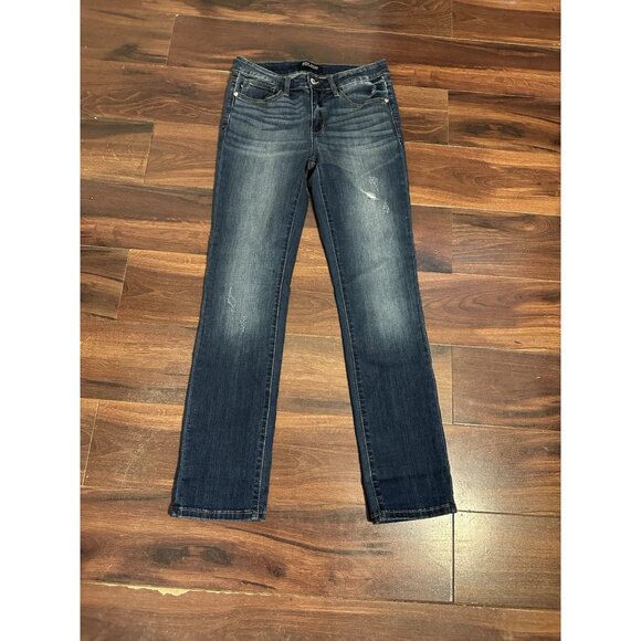 Judy Blue Womens Distressed Straight Leg Blue Denim Jeans size 29 style JB8277DK - Picture 1 of 12